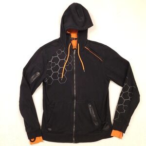Linus Tech Tips Zip Up Hoodie Mens Medium Black Hexagon Techwear Gamer Gear